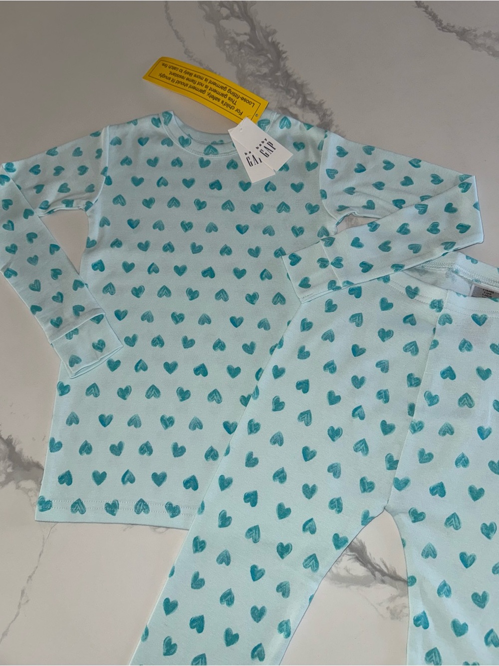 GAP Kids Aqua Blue Heart Pajamas Girls’ Size 5
